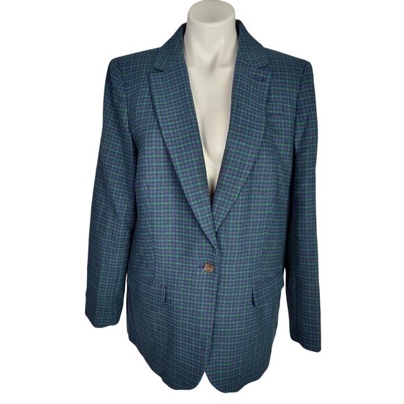 J. Crew Wool Blend Relaxed One Button Blazer in Serene Spruce Antique Size 14 - Picture 2 of 16